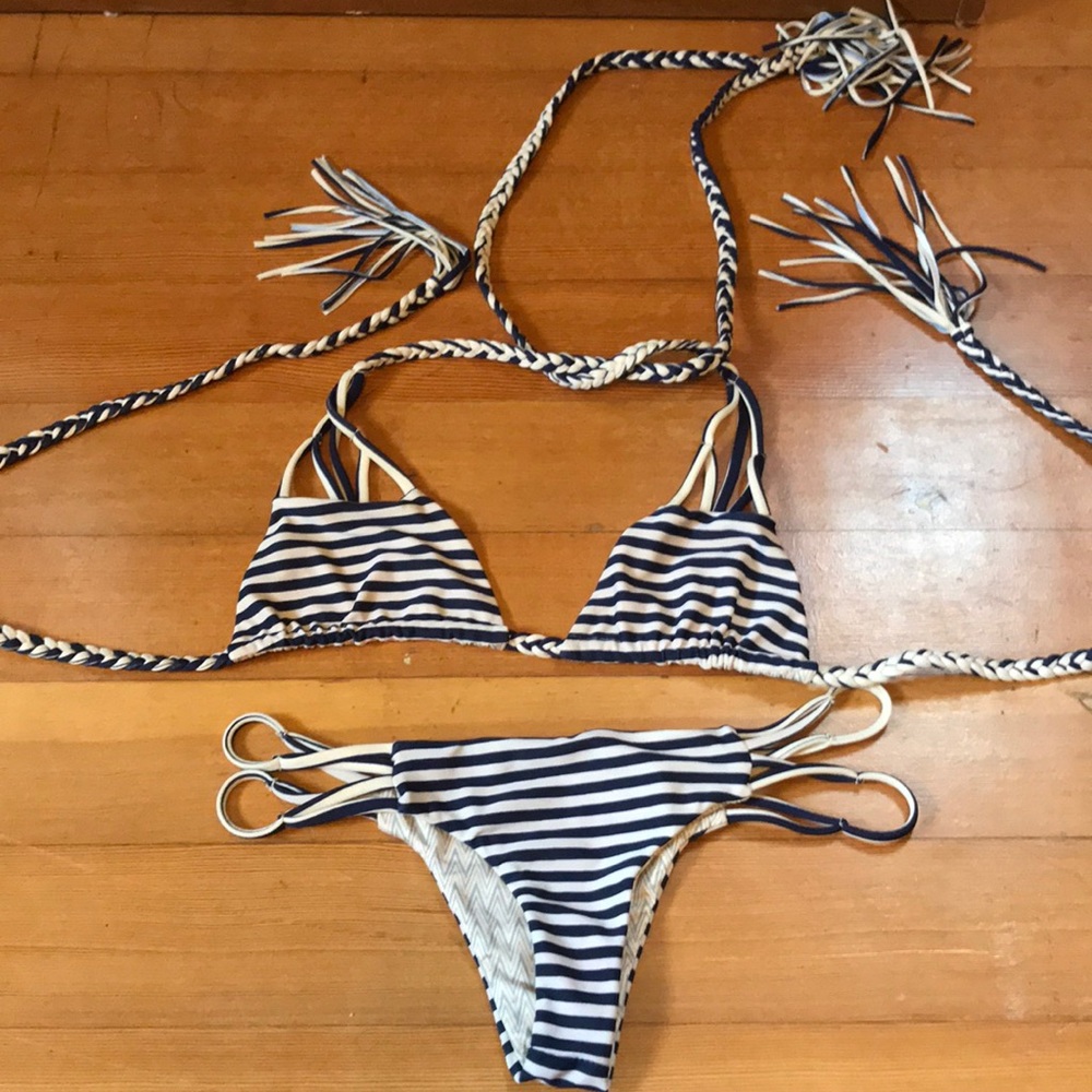 Nautical striped Acacia Bikini set